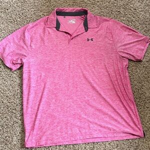 Under Armour Men's Heathered Pink Polo Shirt